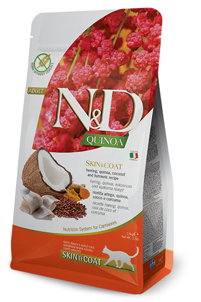 Farmina N&D Grain Free Quinoa Skin & Coat Xira Trofi Xoris Sitira me Renga ga Enilikes Gtes 5Kg